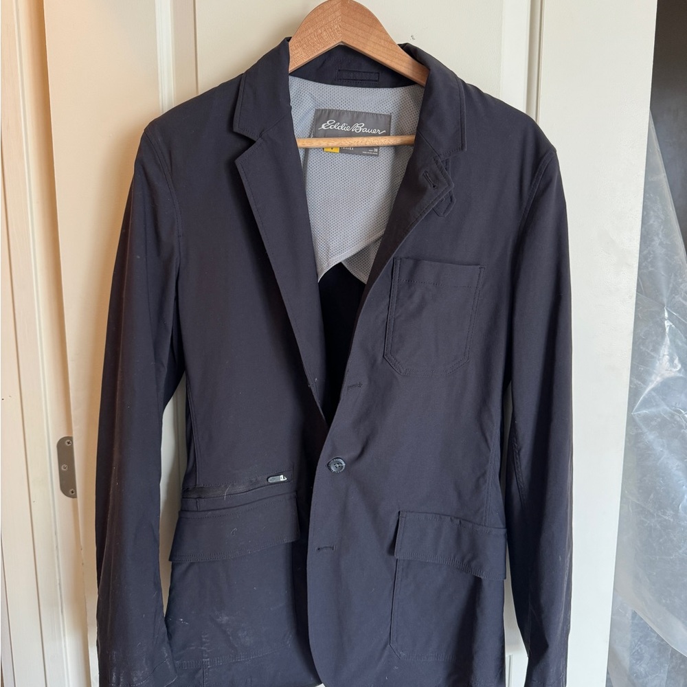 Eddie Bauer Navy Blue Travel Blazer, Size 38